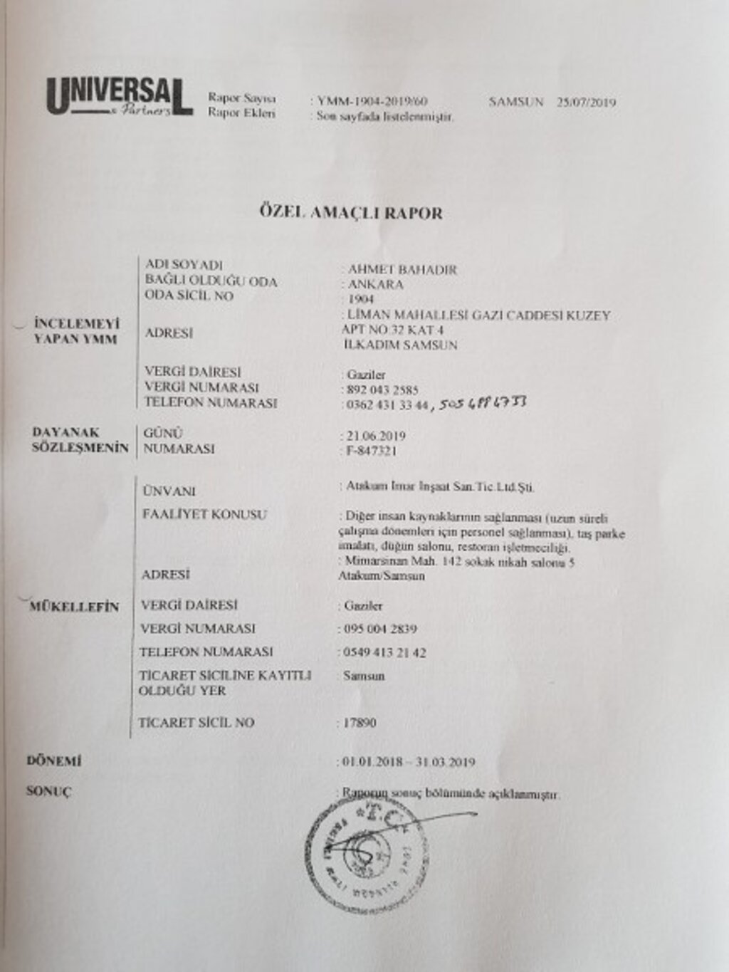 Atakum İmar İnşaat Şirketi Müdürü Osman Temiz iddialara belgelerle yanıt verdi