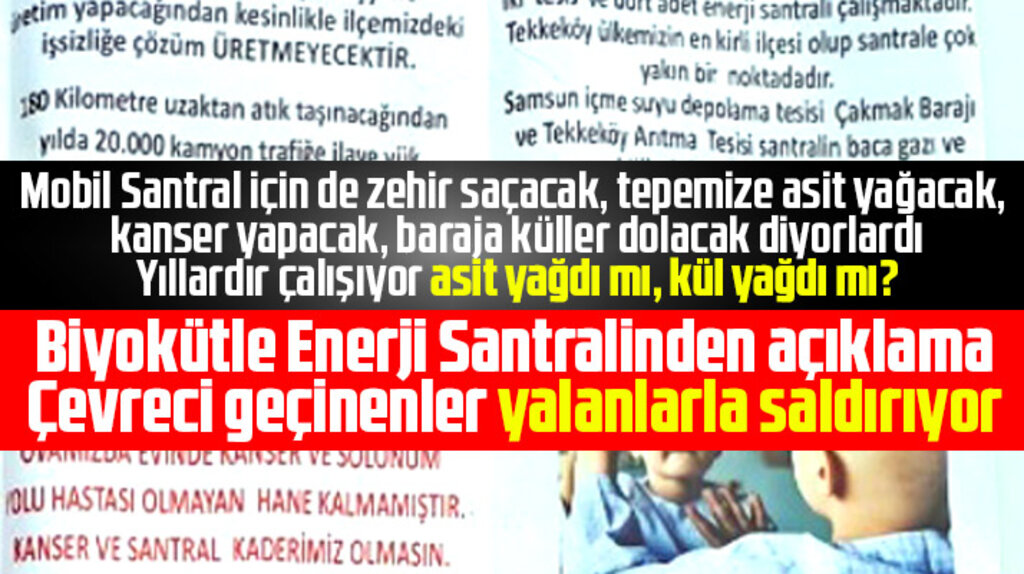 Çarşamba Biyokütle'den açıklama! Çevreci geçinenler yalanlarla saldırıyor