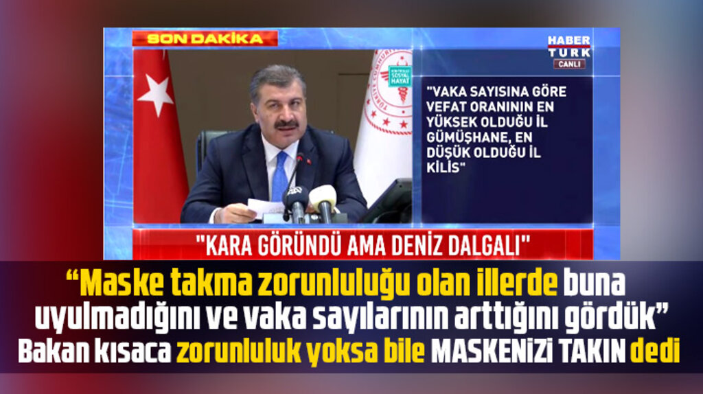 Fahrettin Koca şehirlere zorunluluk kararı yoksa bile maske takın uyarısı yaptı 