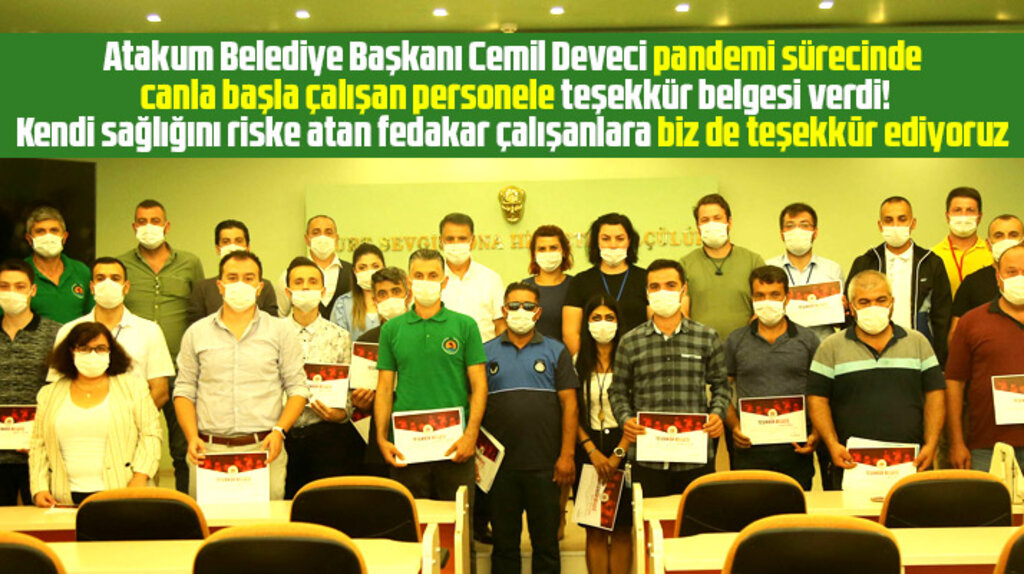 Cemil Deveci, pandemi sürecinde fedakarca çalışan personeline teşekkür belgesi verdi