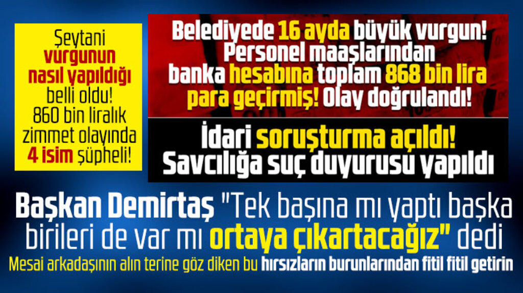 İlkadım Belediyesinde 860 bin liranın zimmete geçirilmesi olayının detayları