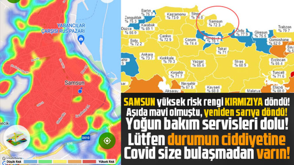 Samsun kırmızı oldu! Mavi şehirdi yeniden sarıya döndü