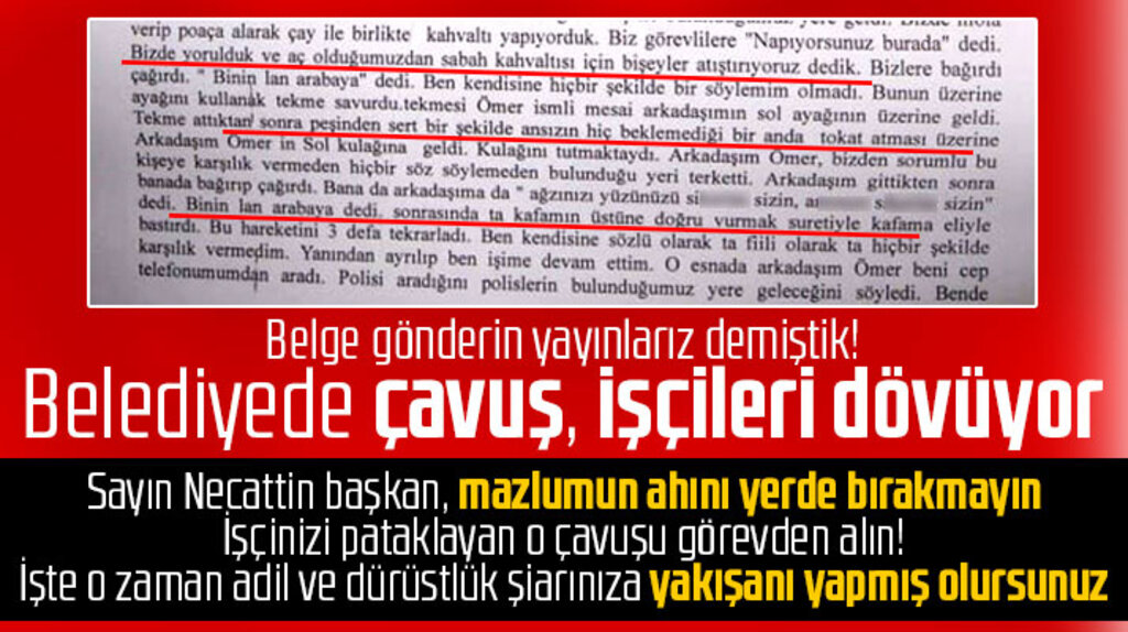 Samsun'da belediyenin temizlik personelini işçilerden sorumlu çavuş darp etmiş