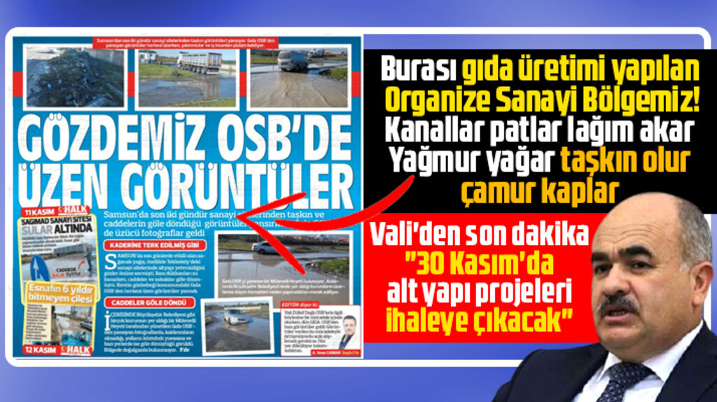 Samsun'da alt yapı sorunu yaşayan Gıda Organize Sanayi Bölgesi için sevindirici açıklama