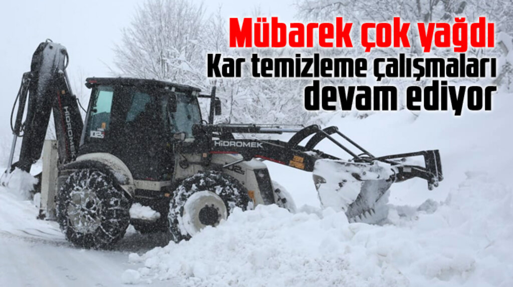 Samsun'un Canik ilçesinde kardan kapanan yolların açılması için çalışmalar sürüyor