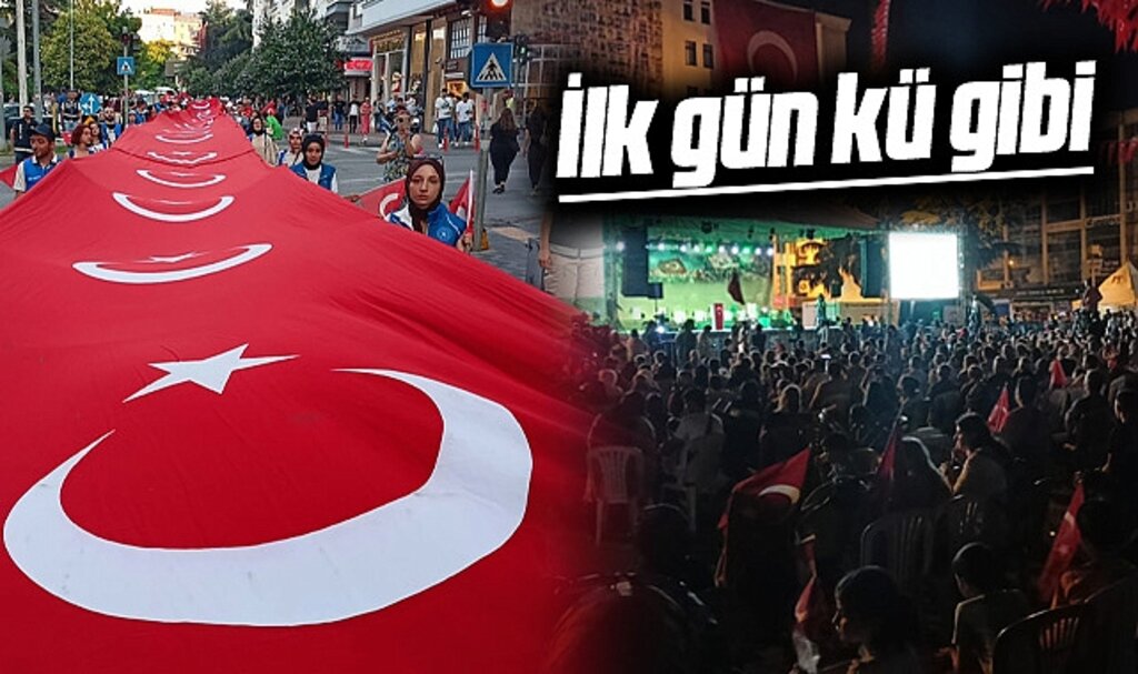 Samsun'da 15 Temmuz'un 7. yılında yürüyüş ve Cumhuriyet Meydanında anma yapıldı