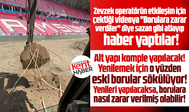 Samsunspor Stadı zemininde borulara zarar verildiği iddiası asılsız çıktı 