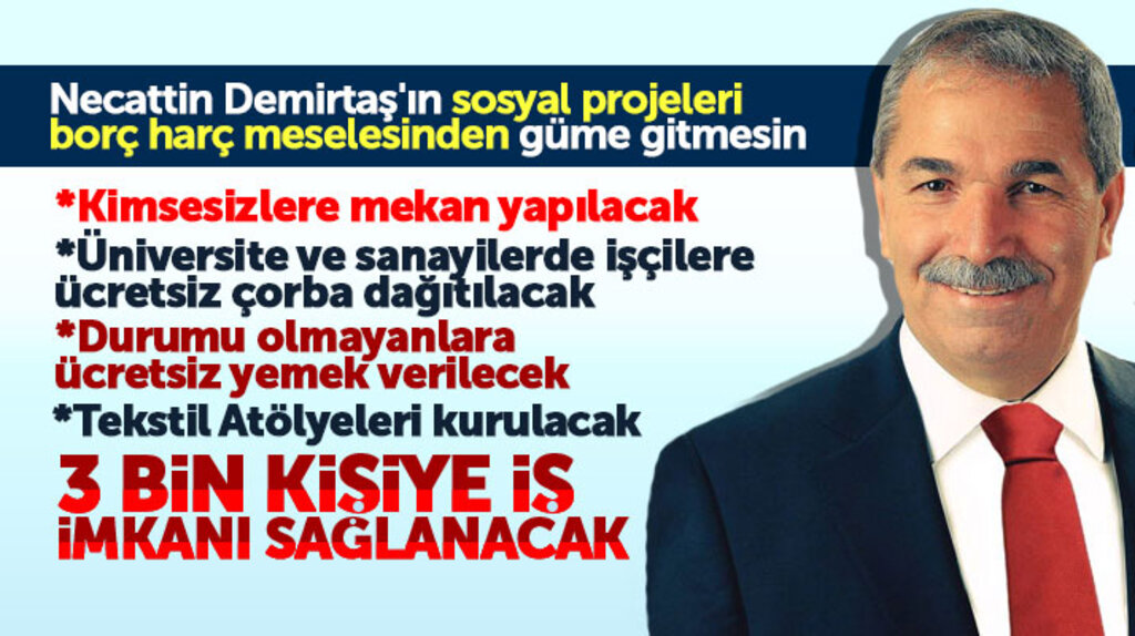 Necattin Demirtaş'ın sosyal projeleri arasında 2-3 bin kişiye iş imkanı sağlayacak projede var