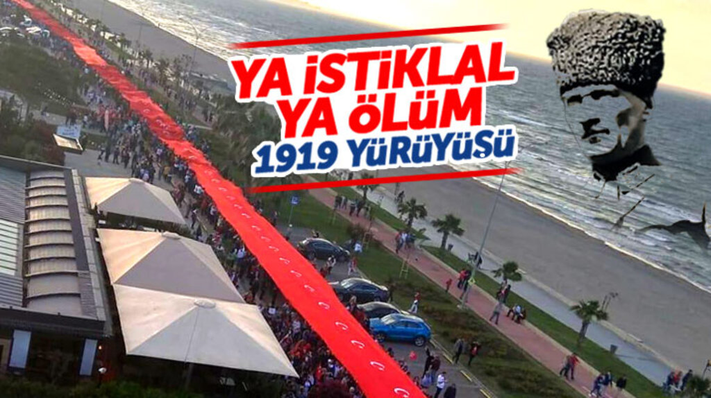 Samsun'un Atakum ilçesinde 19 Mayıs'ın 100. yılında 1919 metrelik bayrak yürüyüşü yapıldı