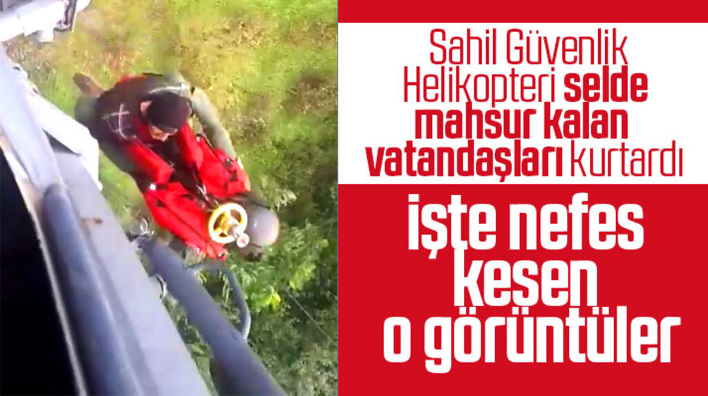 Samsun'un Terme ve Salıpazarı ilçelerinde selde mahsur kalanlar helikopter ile kurtarıldı