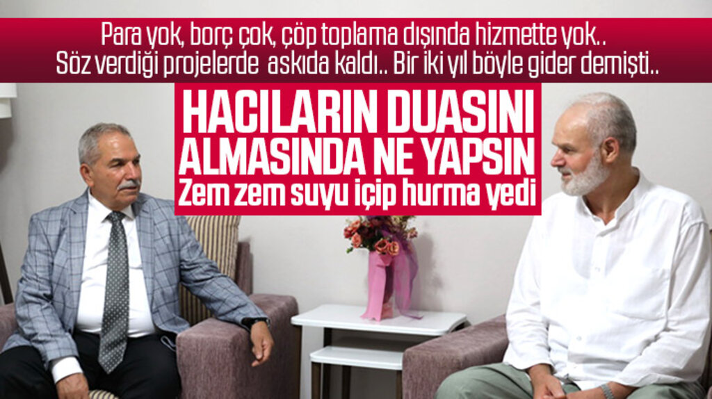 İlkadım İlçe Belediyesi Başkanı Demirtaş hacıları ziyaret etti zemzem suyu içti