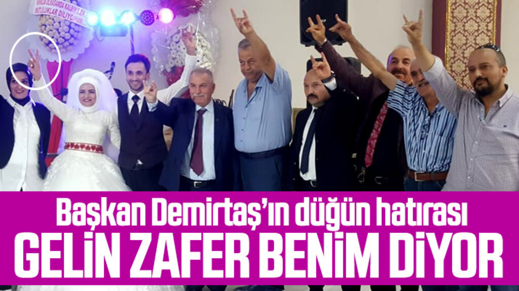 Necattin Demirtaş düğünde bozkurt selamı verirken gelin zafer işareti yaptı 