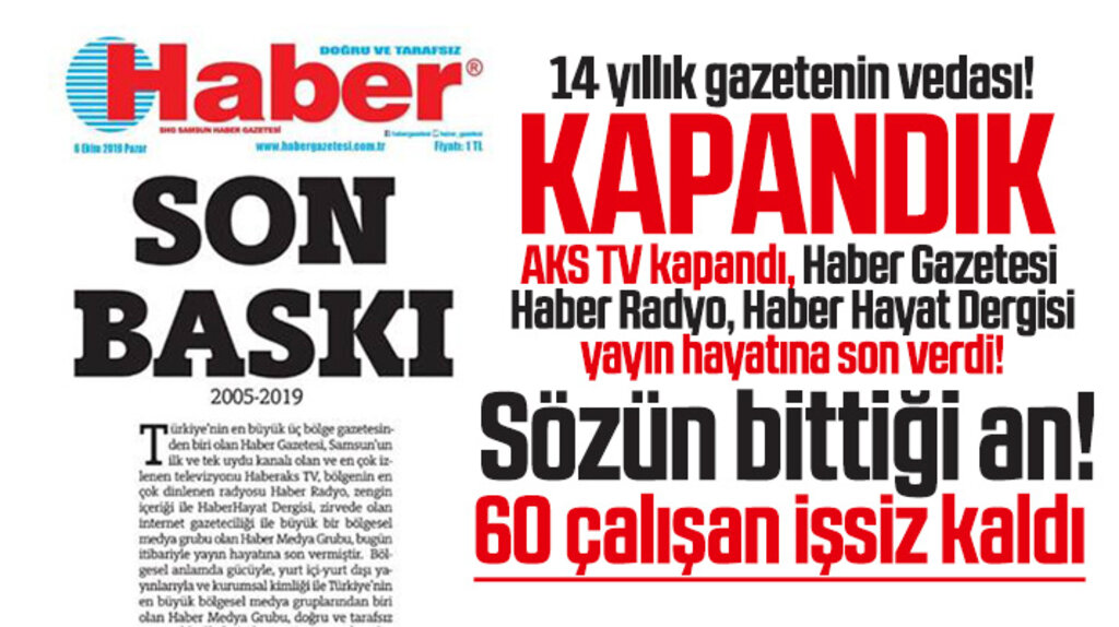 Samsun'da Haber Gazetesi, Haber Radyo ve Haber Hayat Dergisi kapandı