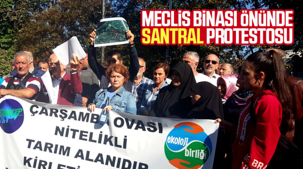 Samsun Büyükşehir Meclis binası önünde biyokütle enerji santrali protestosu