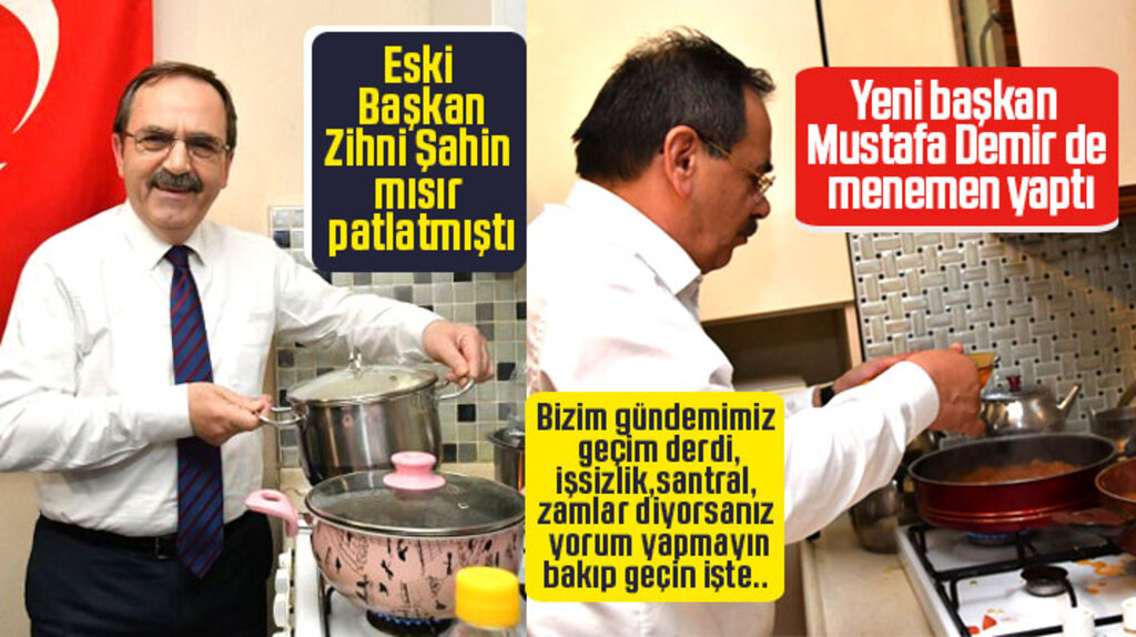 Samsun Büyükşehir Belediye Başkanı Mustafa Demir öğrenci evinde menemen yaptı