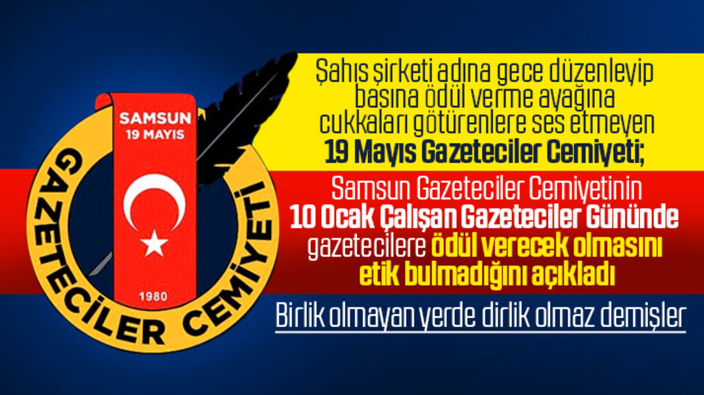 Samsun 19 Mayıs Gazeteciler Cemiyeti ödül gecesini etik bulmadığını açıkladı