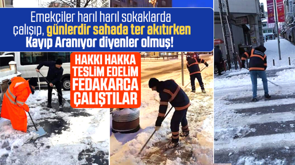 İlkadım Belediyesinin temizlik emekçileri kar mücadelesinde fedakarca çalıştı