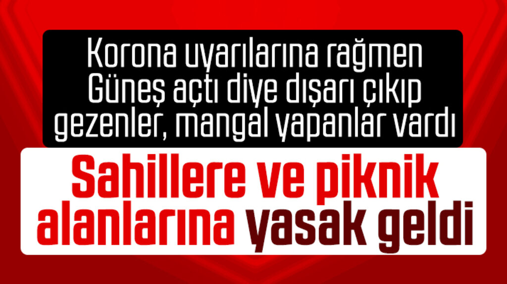 Korona Virüs nedeniyle sahillere, piknik alanlarına, mangala yasak geldi