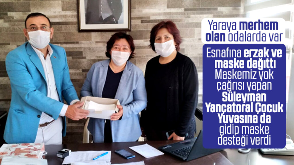 Samsun'da Atakum Esnaf Odası çocuk yuvasına yüz maskesi desteği verdi