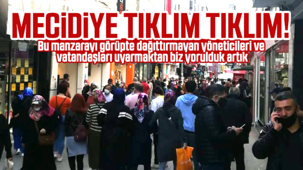 Samsun'da Mecidiye Çarşısı sosyal mesafe uyarısına rağmen yine tıklım tıklım